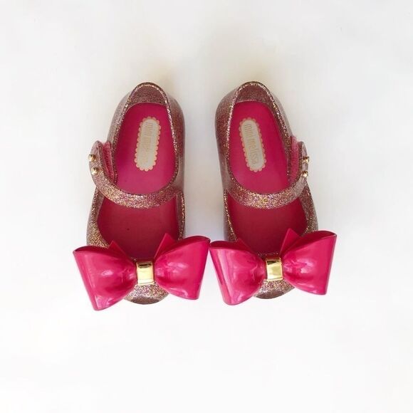 Mini Melissa bow glitter jelly flats EUC size 5 - Picture 3 of 7